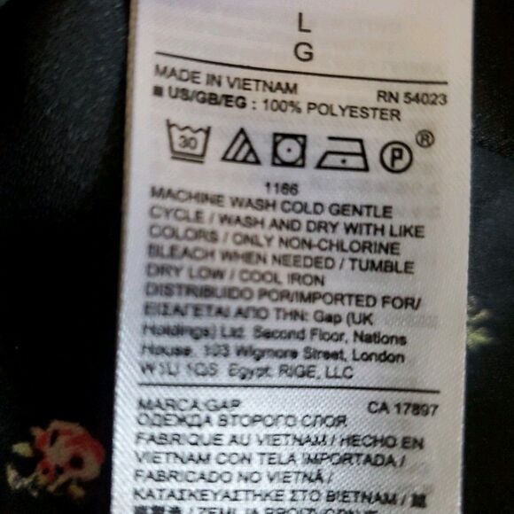 Gap Womens Top Black Pink Floral Short Flutter Sleeve Chiffon Blouse Boho Size L - Picture 14 of 16